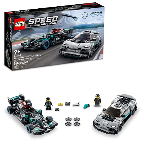 LEGO Speed Champions Mercedes-AMG F1 W12 E Performance & Mercedes-AMG Project One 76909 Building Toy Set for Kids, Boys, and Girls Ages 9+ (564 Pieces)