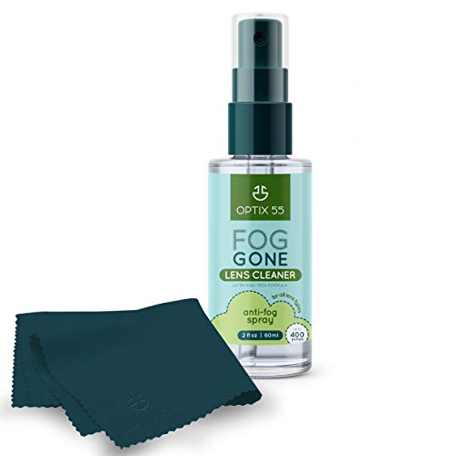 Lens Cleaner Anti Fog Spray for Glasses (2oz) + Microfiber Cloth(6"x7") | Glasses Cleaner Defogger for Eyeglasses, Swim Goggles, Ski Masks, Screens- Safe for AR Coated & All Lenses | Streak-Free