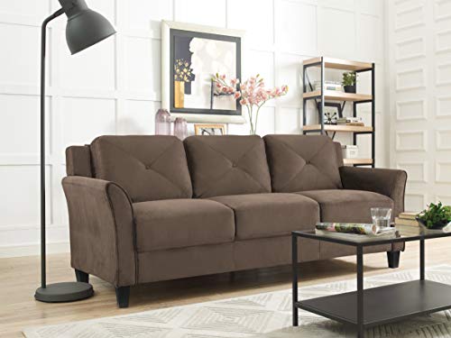 LIFESTYLE SOLUTIONS Collection Grayson Micro-Fabric Sofa, 80.3" x 32" x 32.68", Brown