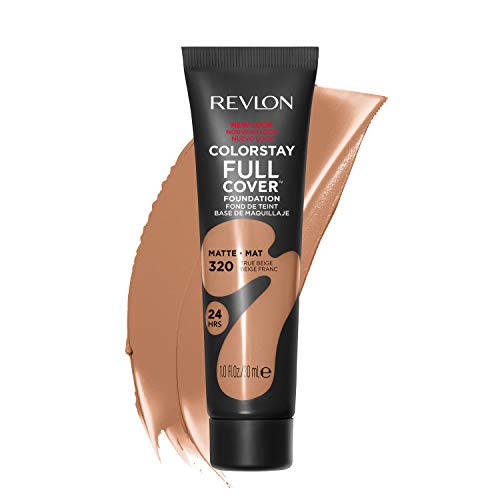 Liquid Foundation by Revlon, ColorStay Face Makeup for Normal and Dry Skin, Longwear Full Coverage with Matte Finish, Oil Free, 320 True Beige, 1.0 Oz