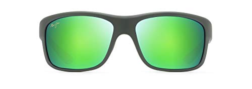 Maui Jim Men's's Southern Cross w/ Patented PolarizedPlus2 Lenses Polarized Wrap Sunglasses, Soft Matte Khaki/Brown/Black/Green Mirror Polarized, Large