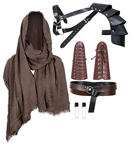 Medieval Knight Leather Belt Shawl Men Renaissance Half Shoulder Cape Scarf Buckle Bracers Retro Accessories(Type14)