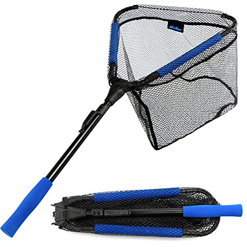 MoiShow Floating Fishing Net - Fishing Landing Net Foldable Fishing Net for Freshwater or Saltwater - Telescopic Folding Fishing Net and Fly Fishing net