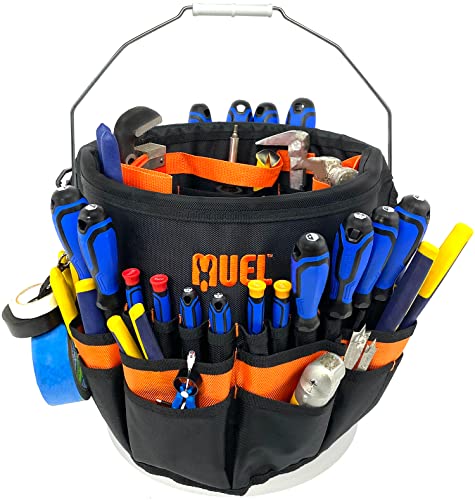 MUEL Bucket Tool Organizer - 53 Pocket Bucket Caddy For 5 Gallon Buckets - Durable And Waterproof Bag