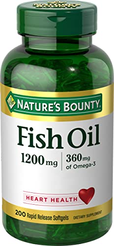 Nature's Bounty Fish Oil, Supports Heart Health, 1200 Mg, Rapid Release Softgels, 200 Ct