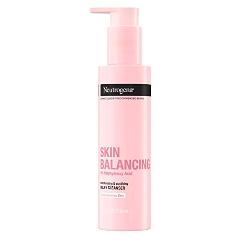 Neutrogena Skin Balancing Milky Cleanser with 2% Polyhydroxy Acid (PHA), Soothing & Moisturizing Face Wash for Dry & Sensitive Skin, Paraben-Free, Soap-Free, Sulfate-Free, 6.3 oz