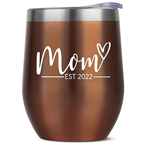 New Mom Gifts for Women - Pregnancy Gifts for First Time Moms to Be Gifts - Mom Est. 2022 Mug 12 oz Rose Gold Tumbler - Gifts for New Mom - First Mothers Day Gifts for Expecting New Mother Ideas