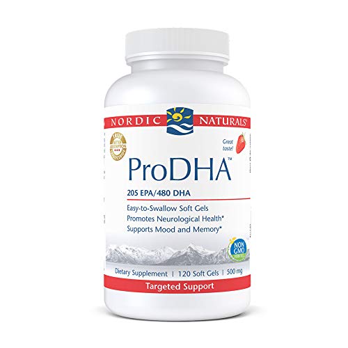 Nordic Naturals ProDHA, Strawberry - 120 Soft Gels - 830 mg Omega-3 - High-Intensity DHA Formula for Neurological Health, Mood & Memory - Non-GMO - 60 Servings