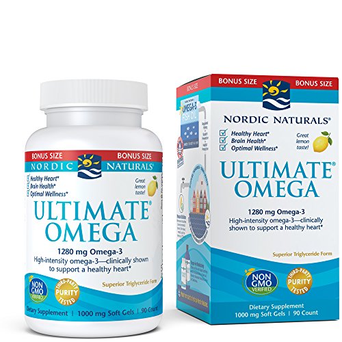 Nordic Naturals Ultimate Omega, Lemon Flavor - 90 Soft Gels - 1280 mg Omega-3 - High-Potency Omega-3 Fish Oil Supplement with EPA & DHA - Promotes Brain & Heart Health - Non-GMO - 45 Servings