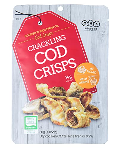 OHS Cod Crisps (Pack of 2) - Fish Snack, 28g of Protein, Traditional Korean Healthy Chips