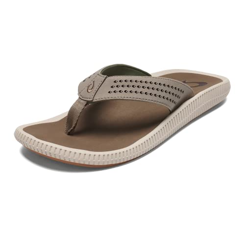 OluKai Ulele Men's Beach Sandals, Quick-Dry Flip-Flop Slides, Water Resistant Suede Lining & Wet Grip Soles, Soft Comfort Fit & Arch Support, Clay/Mustang, 9