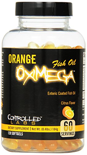 Orange Oximega Fish Oil Supplement 120 Softgels by Controlled Labs, EPA and DHA, 2000mg Omega- 3 Fatty Acids, Citrus-Flavor, Burpless Softgels for General Health and Cardiovascular Support