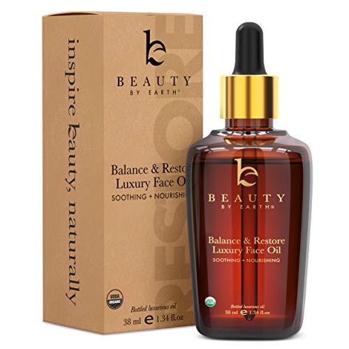 Organic Face Oil - Balance & Restore Facial Oil, Best for Oily, Acne Prone or Problematic Skin, Hydrating Oil for Face Helps Skin Look Balanced, Plump and Youthful