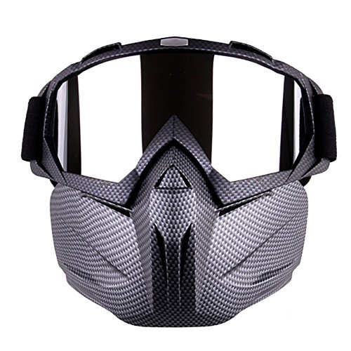 Outamateur Motorcycle Goggles Mask - Tactical Glasses with Detachable Mask Adjustable Windproof Outdoor Paintball Airsoft Mask Face Shield for Kids Youth Men Women (Snakeskin Design)