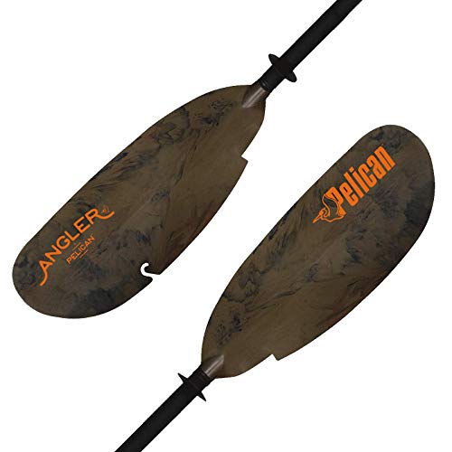 Pelican Poseidon Angler Fishing Lightweight Kayak Paddle - Built-in Retrieval Hooks - Fiberglass Reinforced (Baltic Brown, 98.5 in)