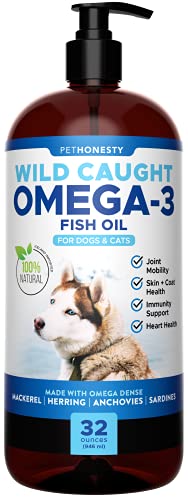 PetHonesty 100% Natural Omega-3 Fish Oil for Dogs from Iceland - Pet Liquid Food Supplement - EPA+DHA Fatty Acids, May Reduce Shedding & Itching- Supports Joints, Brain & Heart Health - (32oz)