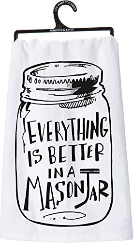 Primitives by Kathy LOL Made You Smile Dish Towel, 28" x 28", Everything is Better in a Mason Jar