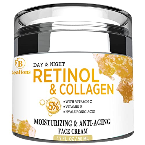 Retinol Collagen Cream with Hyaluronic Acid for Face Moisturizing and Anti Aging; Facial Moisturizer for Firming Skin Anti-Wrinkle Reduce Fine Lines with Vitamin C+E Natural-Ingredient Designed by USA Day&Night for Men & Women