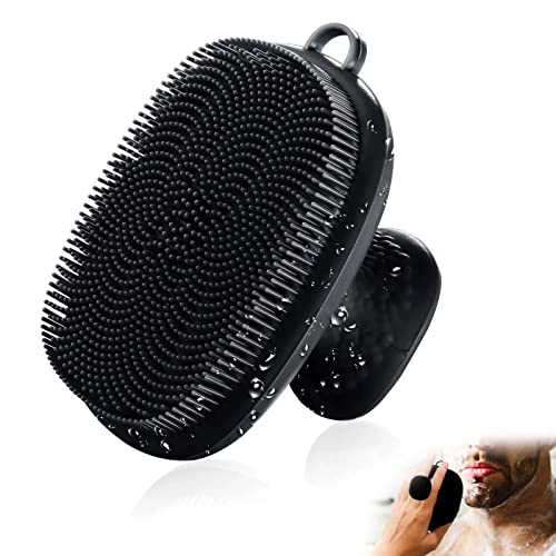 Silicone Face Scrubber for Men Facial Cleansing Brush Silicone Face Wash Brush Manual Waterproof Cleansing Skin Care Face Brushes for Cleansing and Exfoliating (Black)