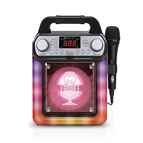 Singing Machine SML652BK HDMI Groove Mini Portable Karaoke System with Bluetooth and Voice Changing Effects, Black