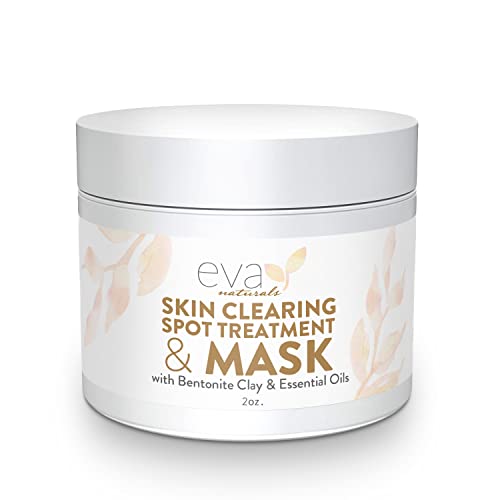 Skin Clearing Acne Spot Treatment And Acne Cream- Face Acne Treatment With Witch Hazel and Kaolin Clay Mask Acne Treatment For Face Adult and Teen Breakouts by Eva Naturals, 2 oz.