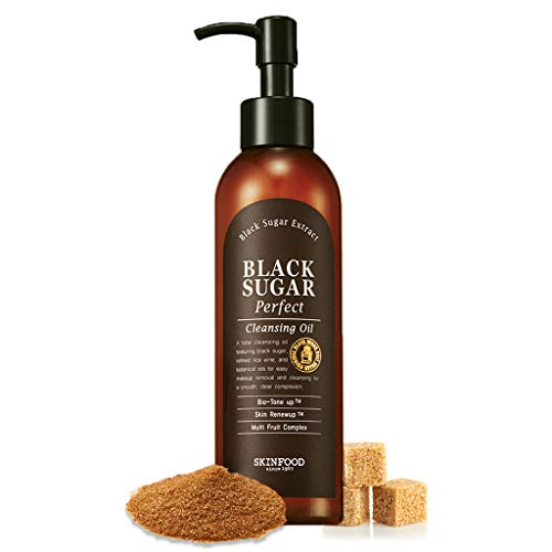 SKINFOOD Black Sugar Facial Cleansing Oil - Black Sugar & Rice Wine Exfoliating Makup Remover Cleansing Oil - Cleansing Oil for Face for Smooth and Refreshed Skin -6.76 Fl. Oz. (200ml)