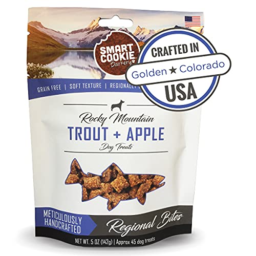 Smart Cookie All Natural Soft Dog Treats - Trout and Apple - Training Treats for Dogs & Puppies with Allergies or Sensitive Stomachs - Grain Free, Chewy, Human-Grade, Made in The USA - 5oz Bag