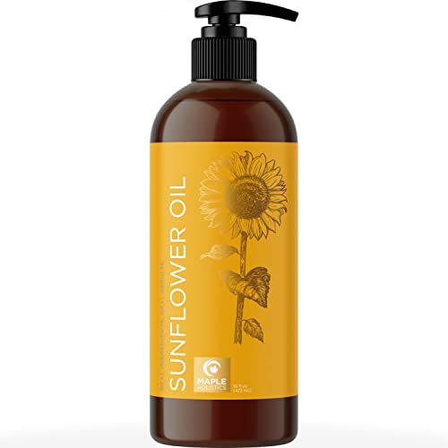 Sunflower Oil for Hair Skin and Nails - Aromatherapy Carrier Oil for Essential Oils Mixing and Hair Oil - Body Oil Cleanser for Face Anti Aging Skin Care and Moisturizing Body Oil for Dry Skin 16oz