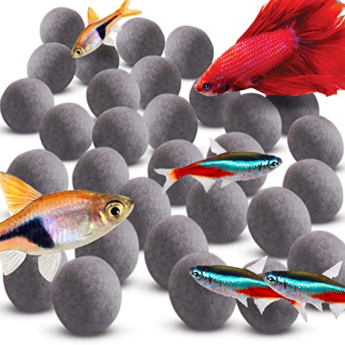 SunGrow Tourmaline Balls, 0.64 Ounces, Calcium-Rich Aquarium Décor for Active Fish, 30 Balls per Pack