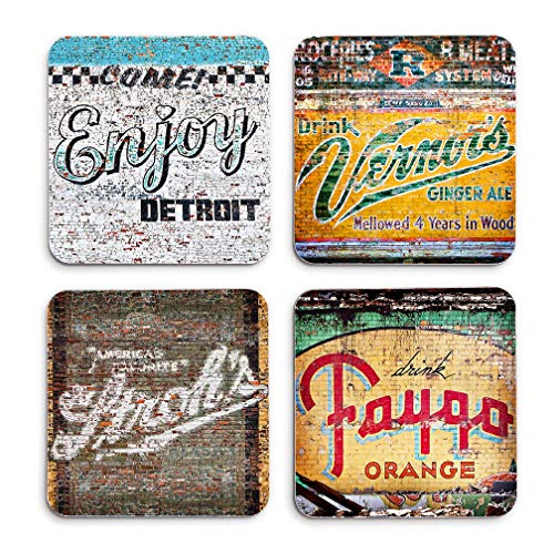 Taste of Detroit Hardboard Drink Coasters (Set of 4)