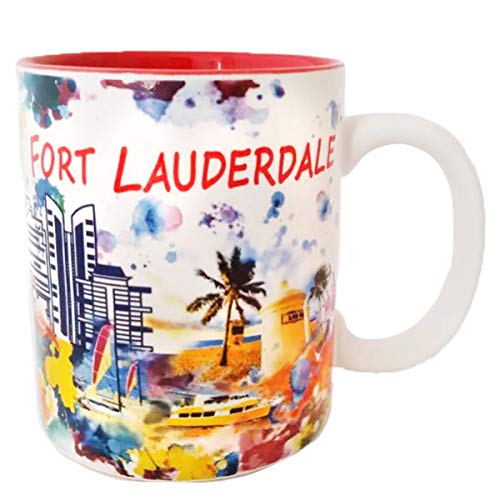 The City of Fort Lauderdale Colorful Skyline Souvenir Long lasting Ceramic Coffee Mug