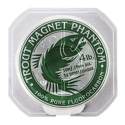 Trout Magnet Phantom 100% Fluorocarbon Fishing Leader Line, 50M (2lb, 3lb, 4lb Test), 3lb, 6X Tippet