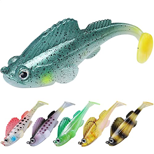 TRUSCEND Fishing Lures for Bass Trout Jighead Lures Paddle Tail Swimbaits Soft Fishing Baits Freshwater Saltwater Jigging Bass Fishing Lures