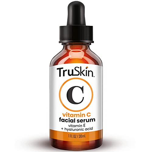 TruSkin Vitamin C Serum for Face, Anti Aging Serum with Hyaluronic Acid, Vitamin E, Organic Aloe Vera and Jojoba Oil, Hydrating & Brightening Serum for Dark Spots, Fine Lines and Wrinkles, 1 fl oz