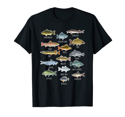 Types Of Freshwater Fish Species Fishing T-Shirt