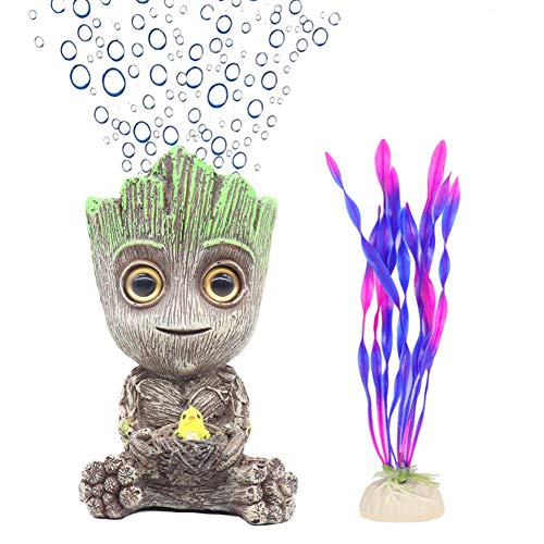 Ulifery Baby Tree Groot Fish Tank Decorations with Bubbler Toy Air Ornament Figurines Aerating Aquarium Decorations