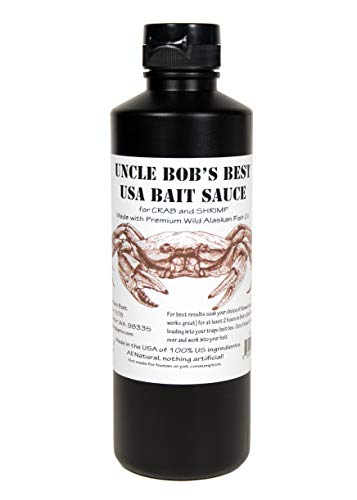 Uncle Bob's Bate - Best Fish Attractant Bait Sauce for Crab and Shrimp, Made with Alaska Fish Oil, 16 Fl Oz