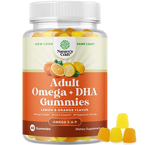 Vegetarian Omega 3 Gummies for Adults - Vegetarian Omega 3 6 9 DHA Gummies for Brain Bone and Heart Health and Joint Support - Burpless Halal Fish Free Plant Based Omega 3 Supplement for Men and Women