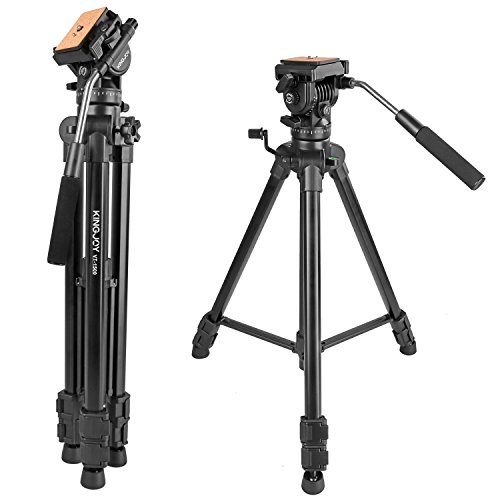 Video Tripod with Fluid Head, Kamisafe VT-1500 Heavy Duty Tripod Camera Stand Fluid Head Tripod for Video Camera DSLR Camcorder Nikon Canon Sony with Carry Bag, Extends to 65", Max Load 22 lbs