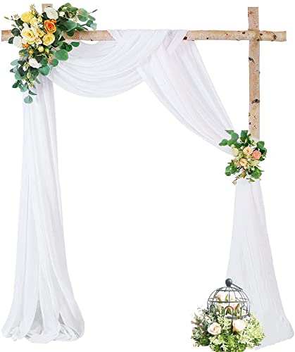 Wedding Arch Draping Fabric, 1 Panel 28" x 19Ft White Wedding Arch Drapes Sheer Backdrop Curtain for Wedding Ceremony Party Ceiling Decor