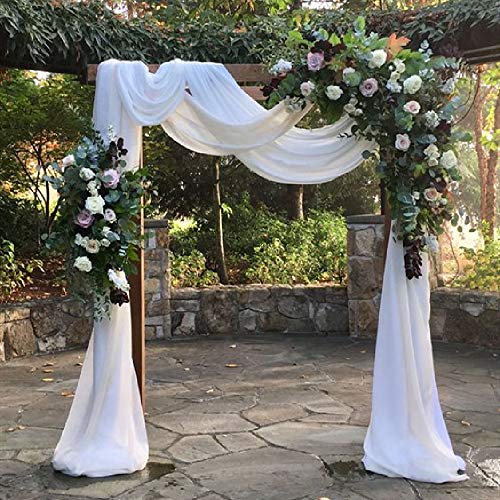 White Wedding Arch Drapes Fabric 3 Panels 6 Yards Chiffon Fabric Drapery Sheer Backdrop Curtains for Party Ceremony Arch Stage Decorations