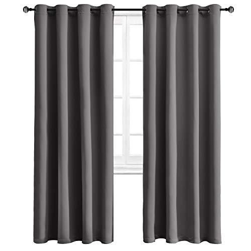 WONTEX Blackout Curtains Thermal Insulated with Grommet Room Darkening Curtains for Bedroom, 52 x 84 inch, Grey, 2 Panels