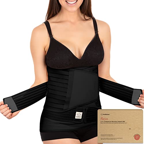 3 in 1 Postpartum Belly Support Recovery Wrap - Postpartum Belly Band, After Birth Brace, Slimming Girdles, Body Shaper Waist Shapewear, Post Surgery Pregnancy Belly Support Band (Midnight Black, M/L)