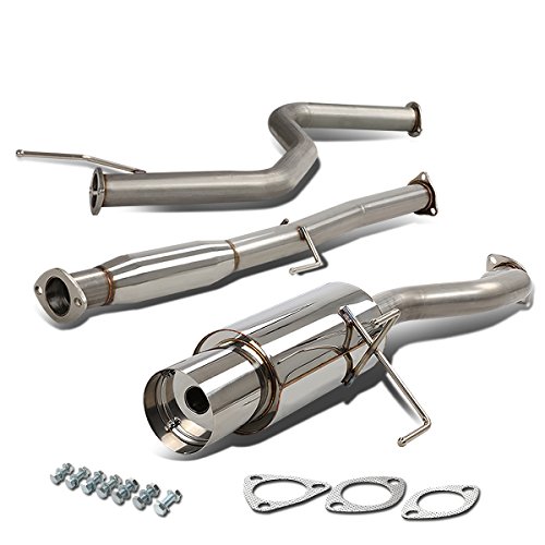4 inches Round Muffler Tip Cat-Back Exhaust System Compatible with Honda Civic Coupe Sedan EX 1992-2000, Stainless Steel