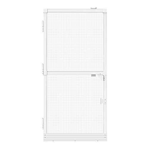 Adoretec Aluminium Hinged Swing Screen Door, DIY Kit Adjustable Size Stainless Aluminium Frame Fits Any Door Size up to 87" x 39" with Adjustable Mesh