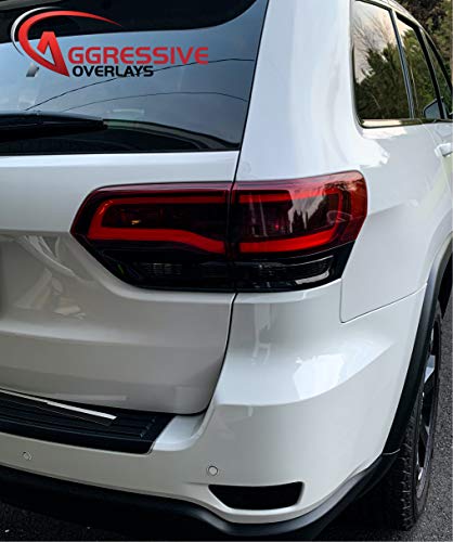 Aggressive Overlays Compatible with 2014-2021 Jeep Grand Cherokee Tinted Taillight Film Third Brake Tail Light Overlay Covers (Dark Smoked)