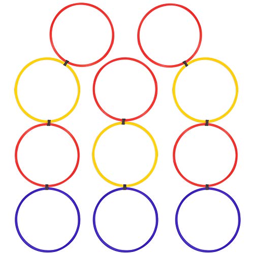 Agility Hoops Ladder Set | 11 Linked Speed Training Rings | Sports Conditioning Drill Equipment for Speed Hurdles, Agility Exercises, Elite HIIT Fitness Workouts, and Obstacle Course Challenges