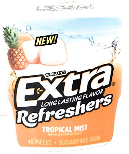 ALL NEW! Sugar Free Extra Gum Tropical Mist Long Lasting Flavor, 40 Pieces (1 Per Order)