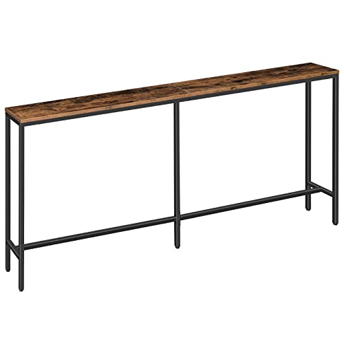 ALLOSWELL Console Table, 70.9" Narrow Long Sofa Table, Entryway Table, Industrial Sofa Table, Side Table, for Hallway, Living Room, Sturdy and Stable, Easy to Assemble, Rustic Brown CTHR18001