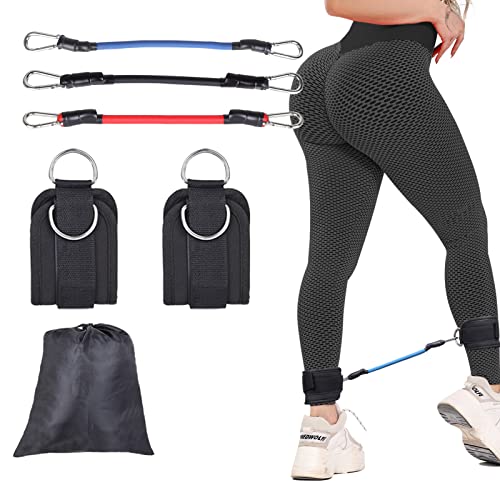 Ankle Resistance Bands with Cuffs, Ankle Bands for Working Out, 30 - 120 lbs Resistance Bands with Ankle Strap for Leg Butt Training Exercise Equipment, Kickbacks, Hip Glute Training Exercises